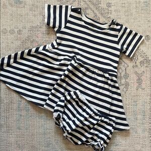 Striped Navy and White Kids Dress Set